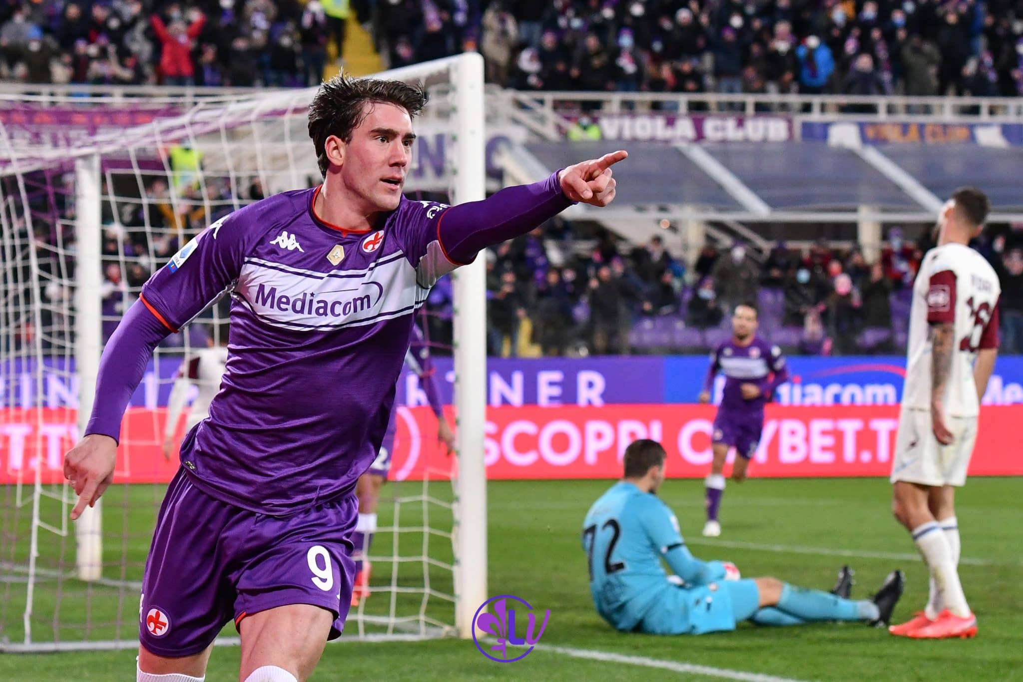 Esultanza Dusan Vlahovic, Firenze, stadio A.Franchi, 11.12.2021, Fiorentina-Salernitana, foto Lisa Guglielmi. Copyright Labaroviola.com