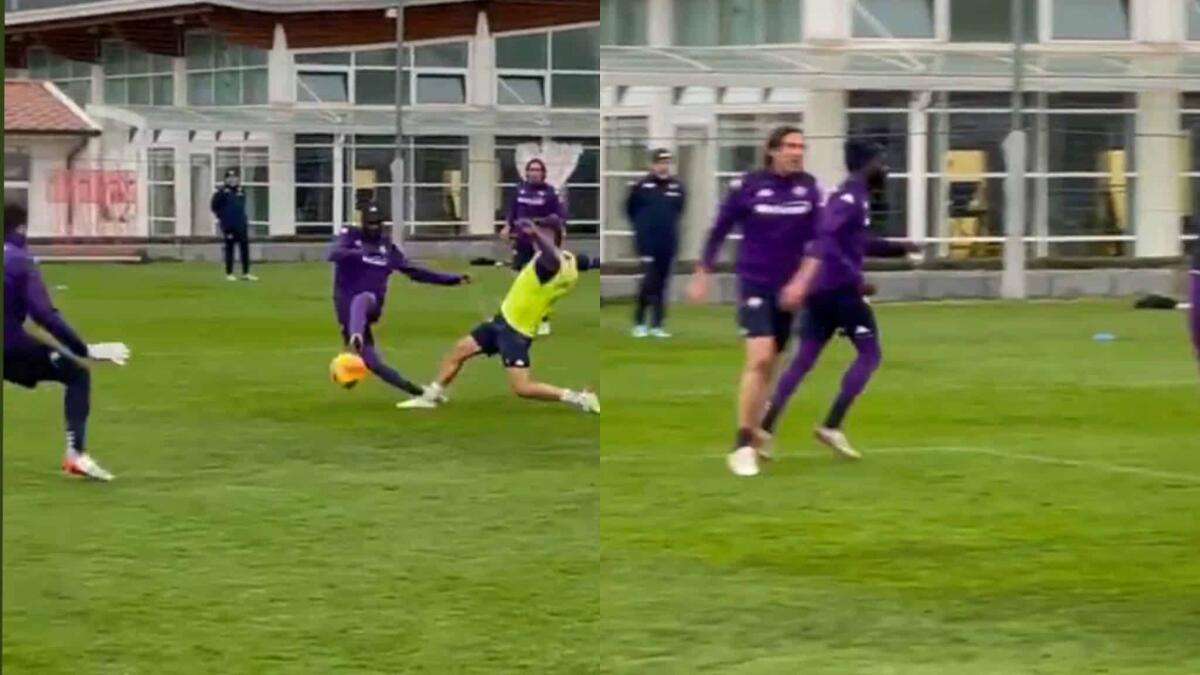 Il video del primo gol in allenamento di Ikonè alla Fiorentina, sinistro piazzato su assist di Castrovilli - 