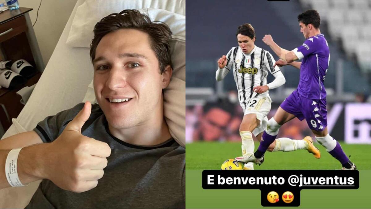 Chiesa fa gli auguri a Vlahovic e lo posta con la maglia della Fiorentina: "Benvenuto alla Juventus" - 