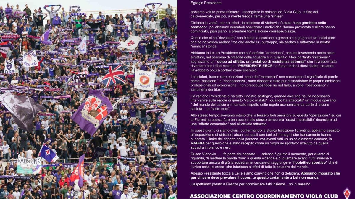 ACCVC scrive a Commisso: "La cessione di Vlahovic è stata come una gomitata nello stomaco" - 