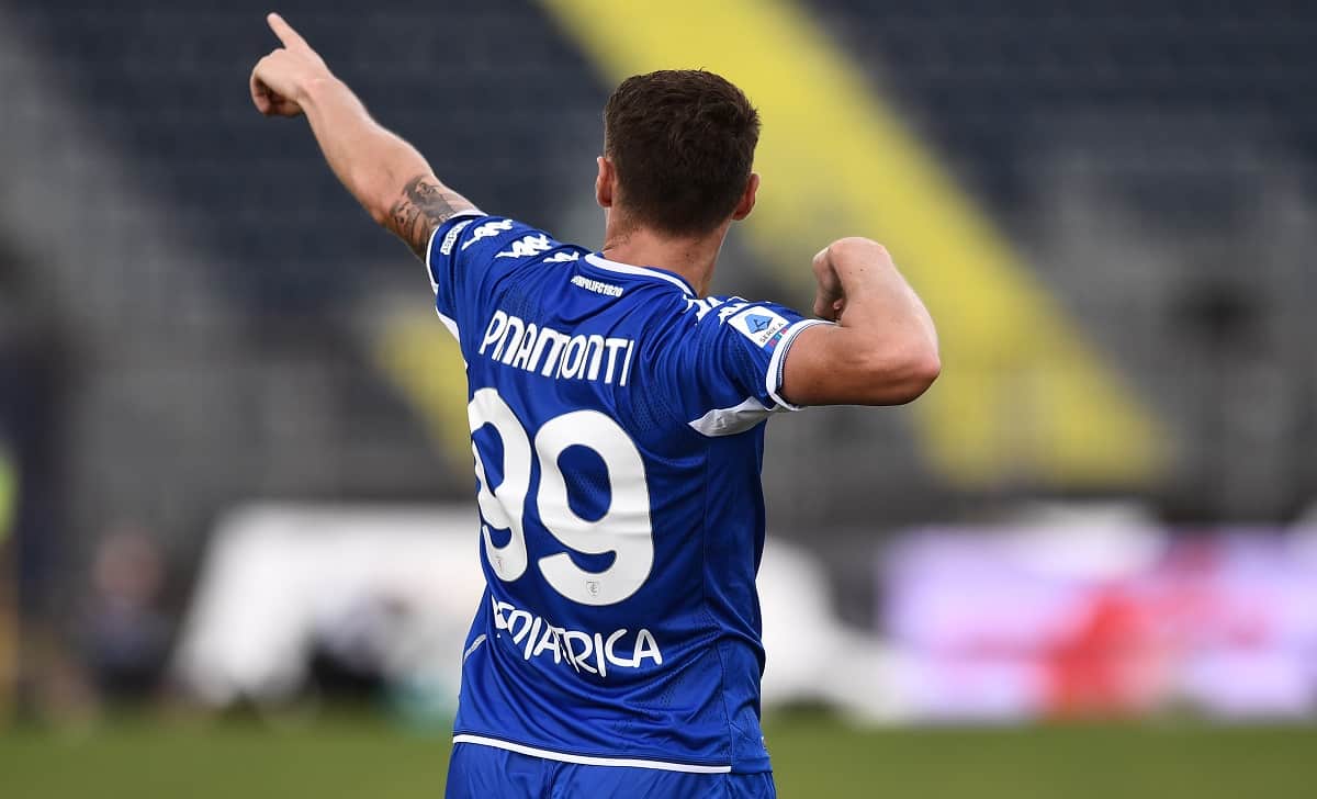 Empoli 26/09/2021 - campionato di calcio serie A / Empoli-Bologna / foto Image Sportnella foto: esultanza gol Andrea Pinamonti