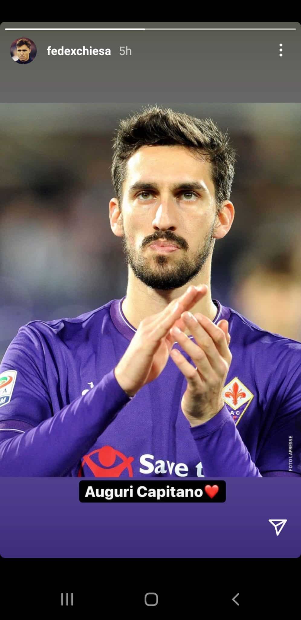 Chiesa non dimentica Astori, nel giorno del suo compleanno gli scrive: "Auguri Capitano"
