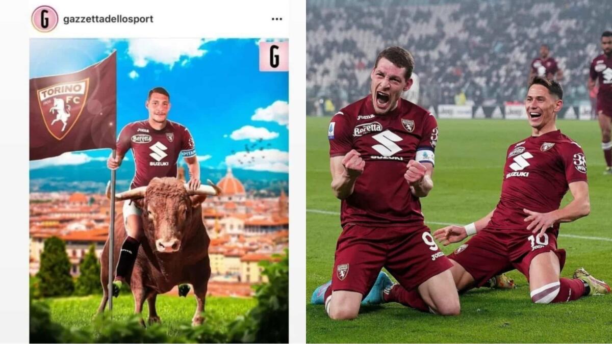 Che gaffe della Gazzetta, segna il Torino contro la Juventus e pubblica una foto di Belotti a Firenze - 