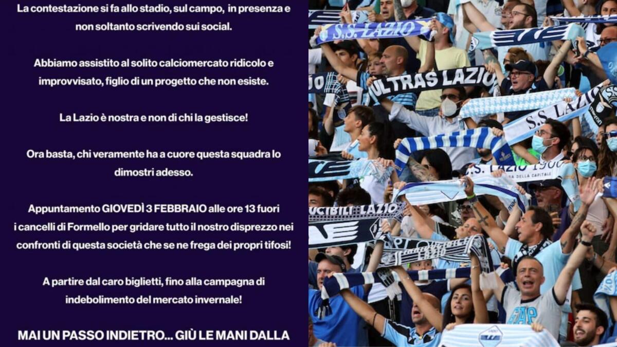 Tifosi della Lazio furiosi annunciano contestazione: "Mercato ridicolo, il progetto non esiste" - 