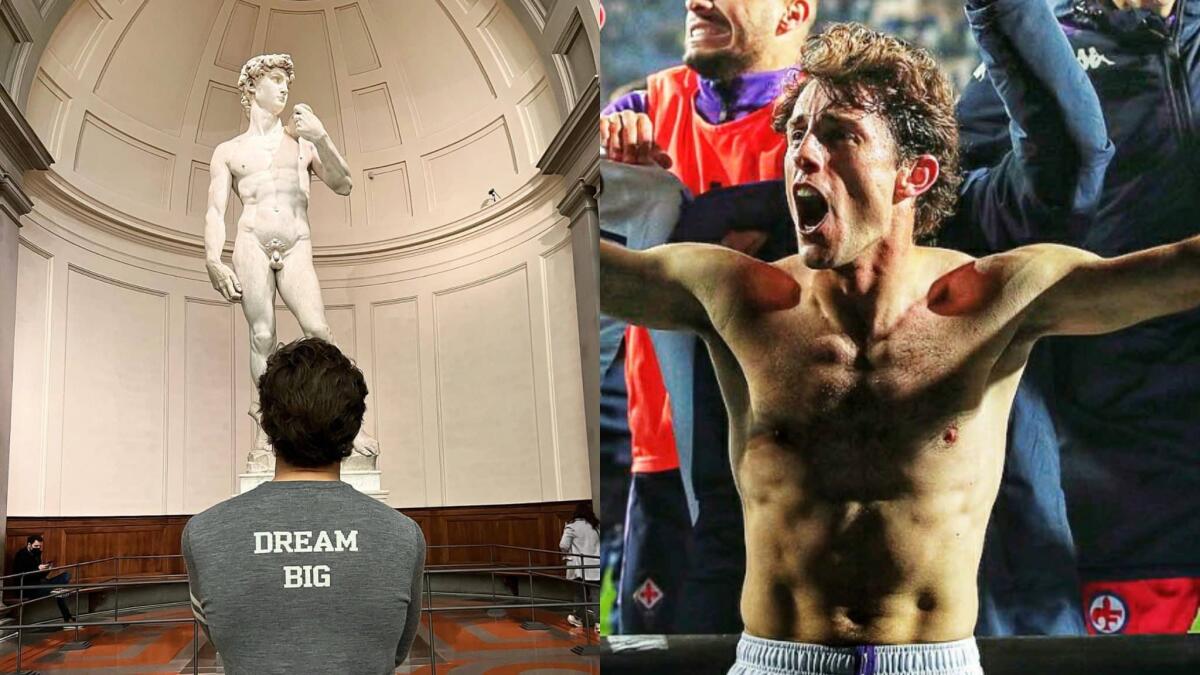Odriozola pazzo di Firenze, si immortala davanti al David di Michelangelo e scrive: "Sogna in grande" - 