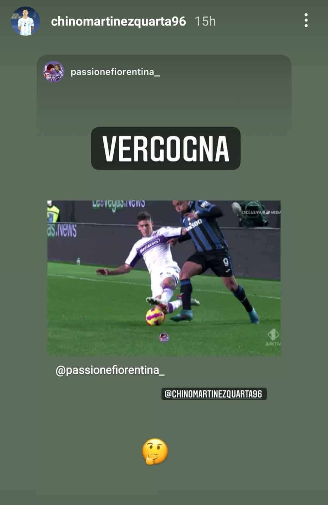 Passione Fiorentina scrive: "Vergogna" mostrando espulsione. Quarta lo condivide, un rosso sbagliato