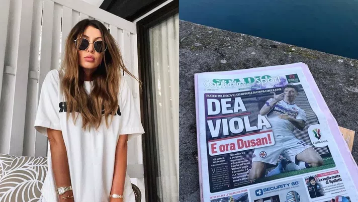 Lady Piatek si gode la doppietta contro l'Atalanta e festeggia postando la prima pagina che lo celebra