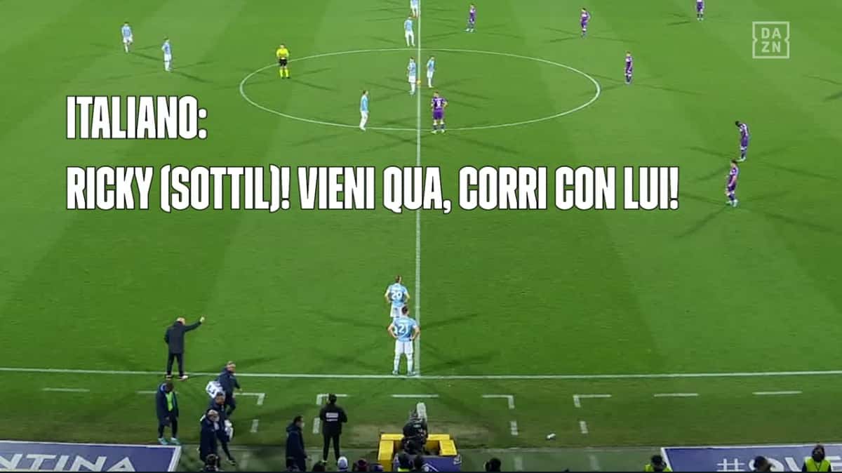 Il fuori onda mostrato da Dazn, Italiano vede Milinkovic e chiama Sottil: "Vieni qui corri con lui"