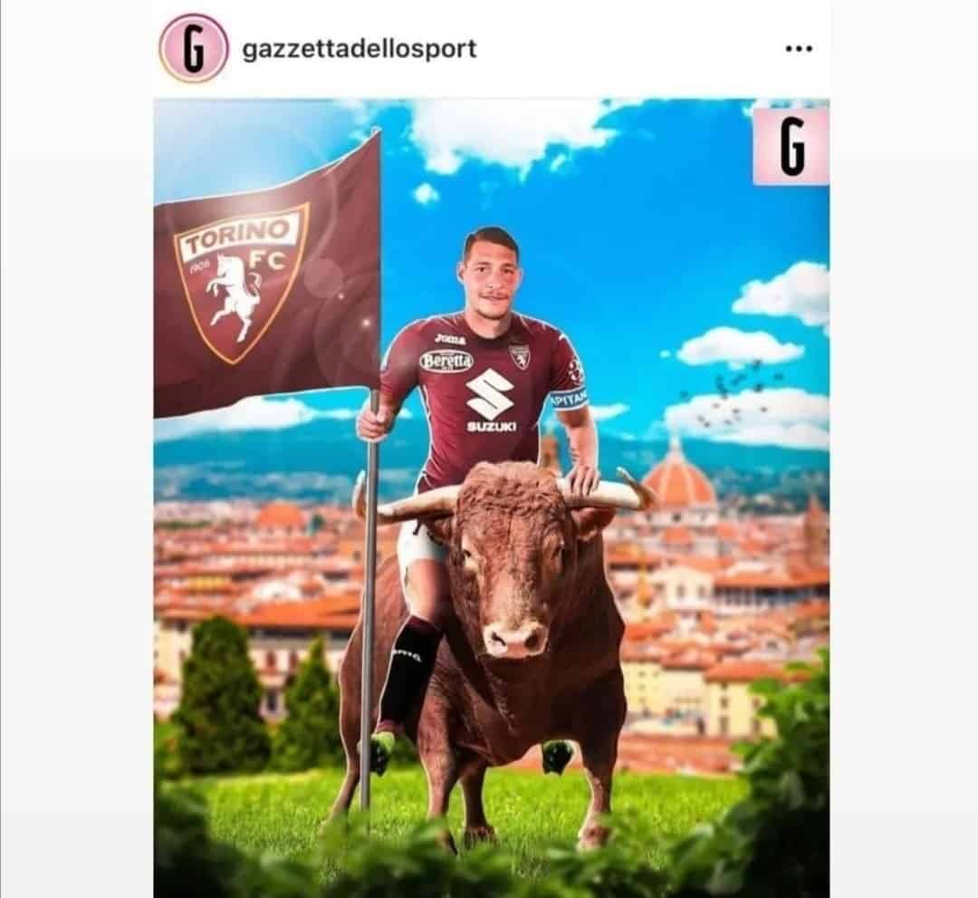 Che gaffe della Gazzetta, segna il Torino contro la Juventus e pubblica una foto di Belotti a Firenze