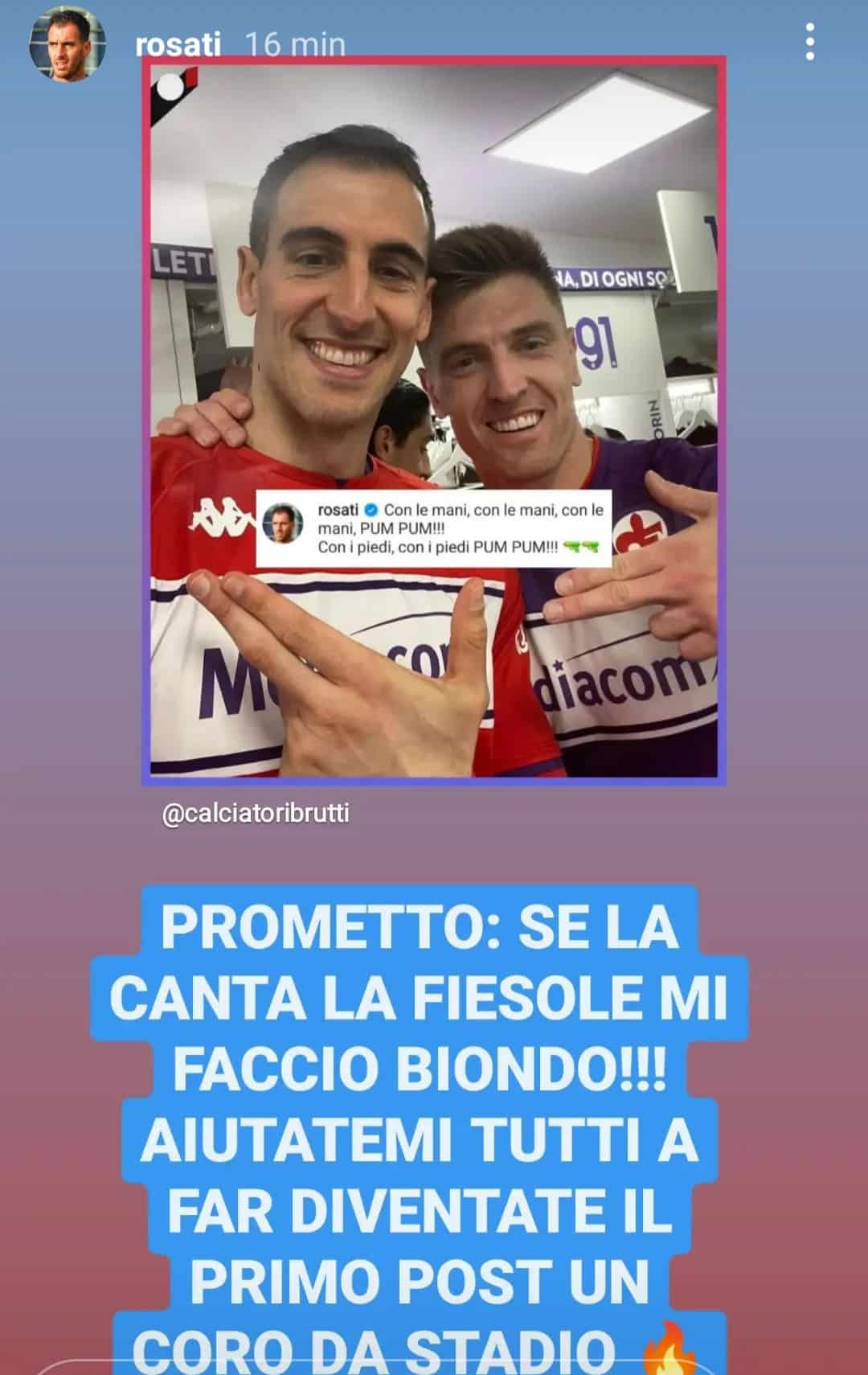 Rosati promette: "Se la Curva Fiesole canta 'Con le mani, con le mani Pum Pum' mi faccio biondo"