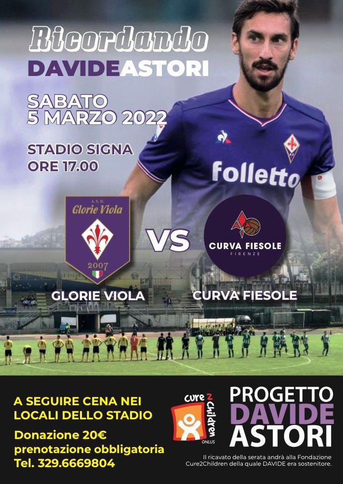 Questa sera allo stadio di Signa "Ricordando Astori", una partita benifica. Presenti Saponara e Biraghi