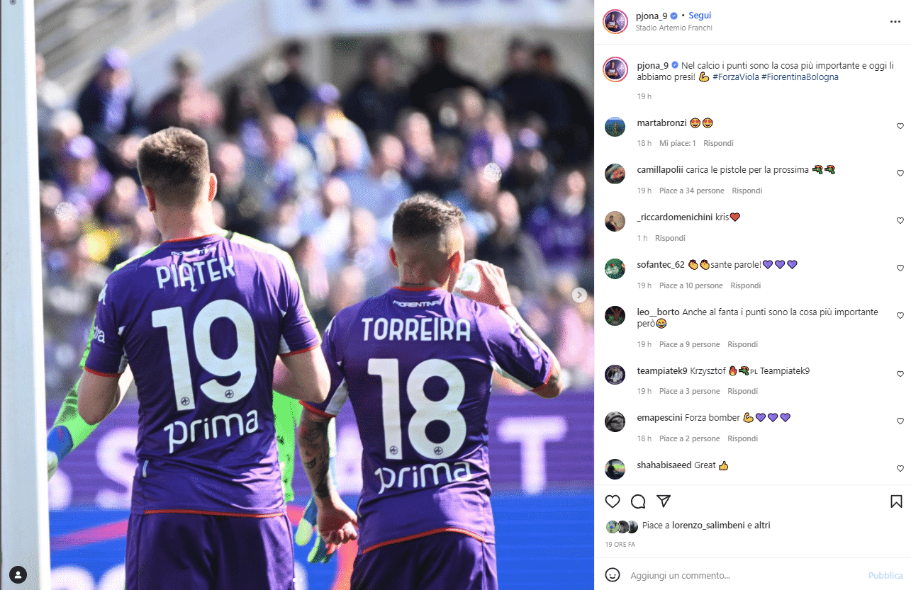 Piatek esulta: "Nel calcio quello che conta è fare i tre punti, e noi con il Bologna ce li siamo presi"