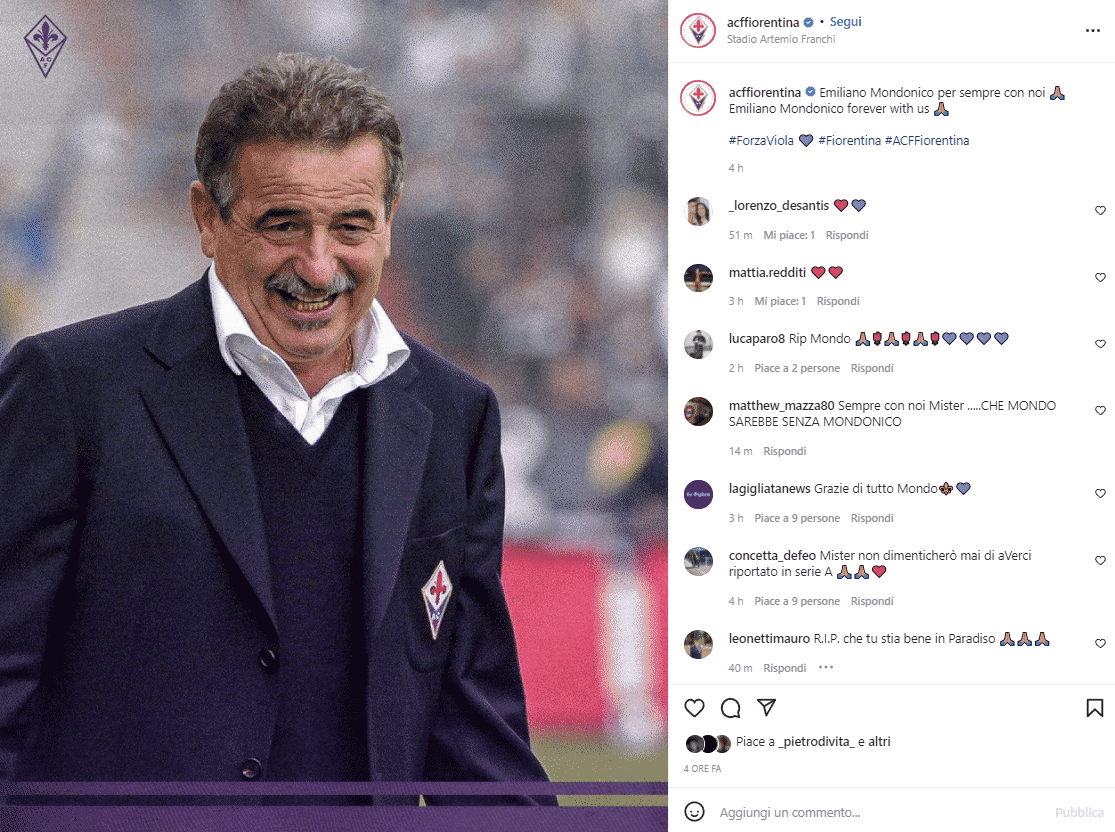 La Fiorentina ricorda "Mondo" a quattro anni dalla sua scomparsa: "Mondonico per sempre con noi"