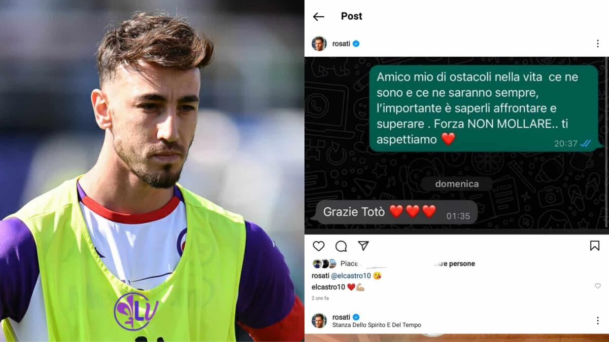 Rosati scrive a Castrovilli: "Di ostacoli nella vita ce ne saranno sempre tanti, non mollare" - 