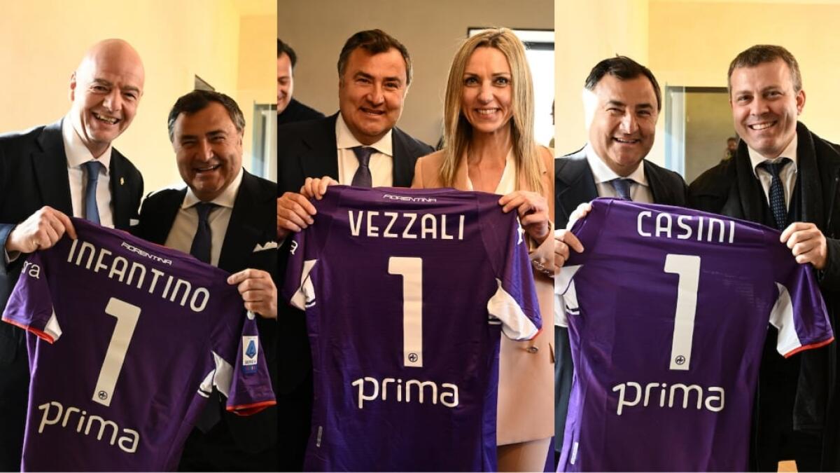 La Fiorentina ha fatto visitare il Viola Park a Infantino, Claudio Lotito, Valentina Vezzali e Casini - 