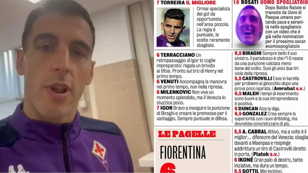 Rosati si fa la sua pagella: "Porta pace e serenità nello spogliatoio come uomo di Pasqua" - 