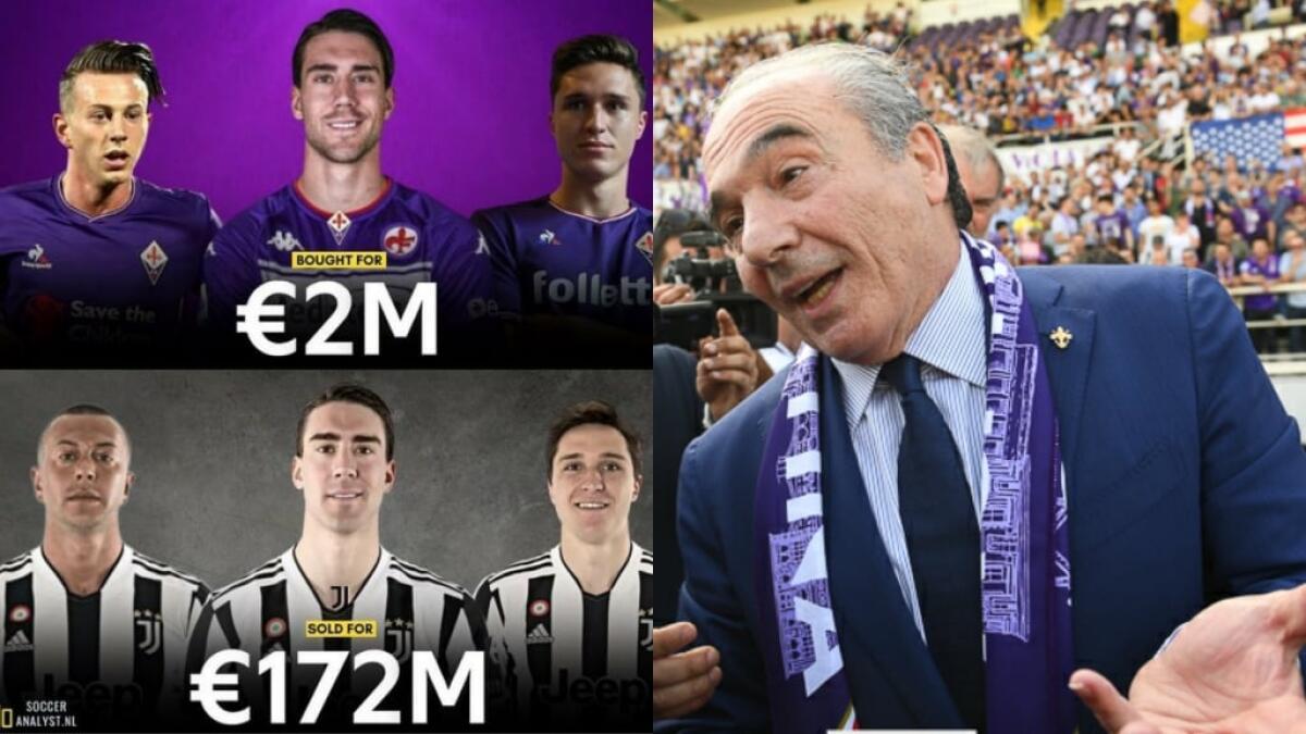 Costati 2 milioni alla Fiorentina, venduti a 172 milioni alla Juventus. Un vero jackpot per le casse viola - 