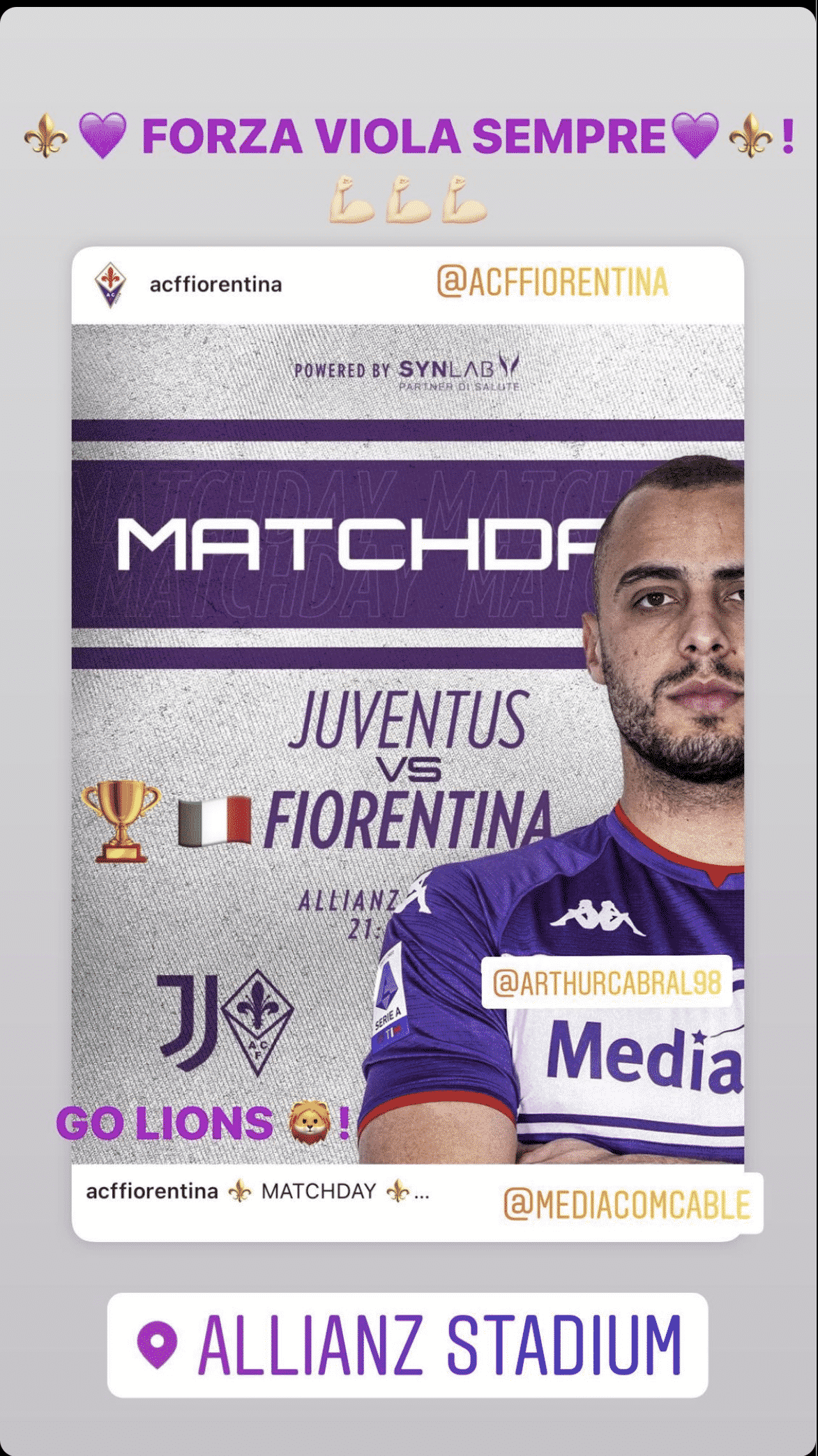 Joseph Commisso carica la Fiorentina in vista della Juventus: "Sempre forza Viola. Andiamo leoni"