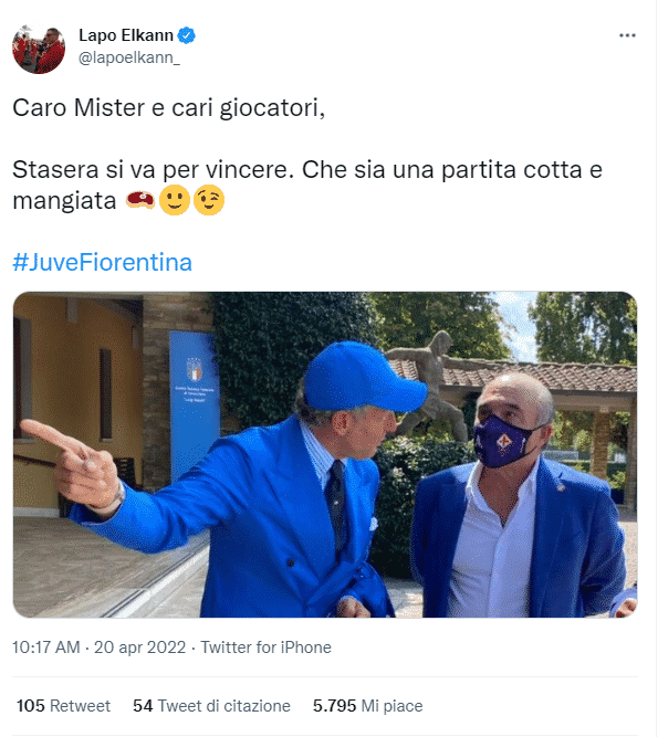 Lapo Elkann provoca: "Stasera sia una partita cotta e mangiata" e mette la faccina della bistecca