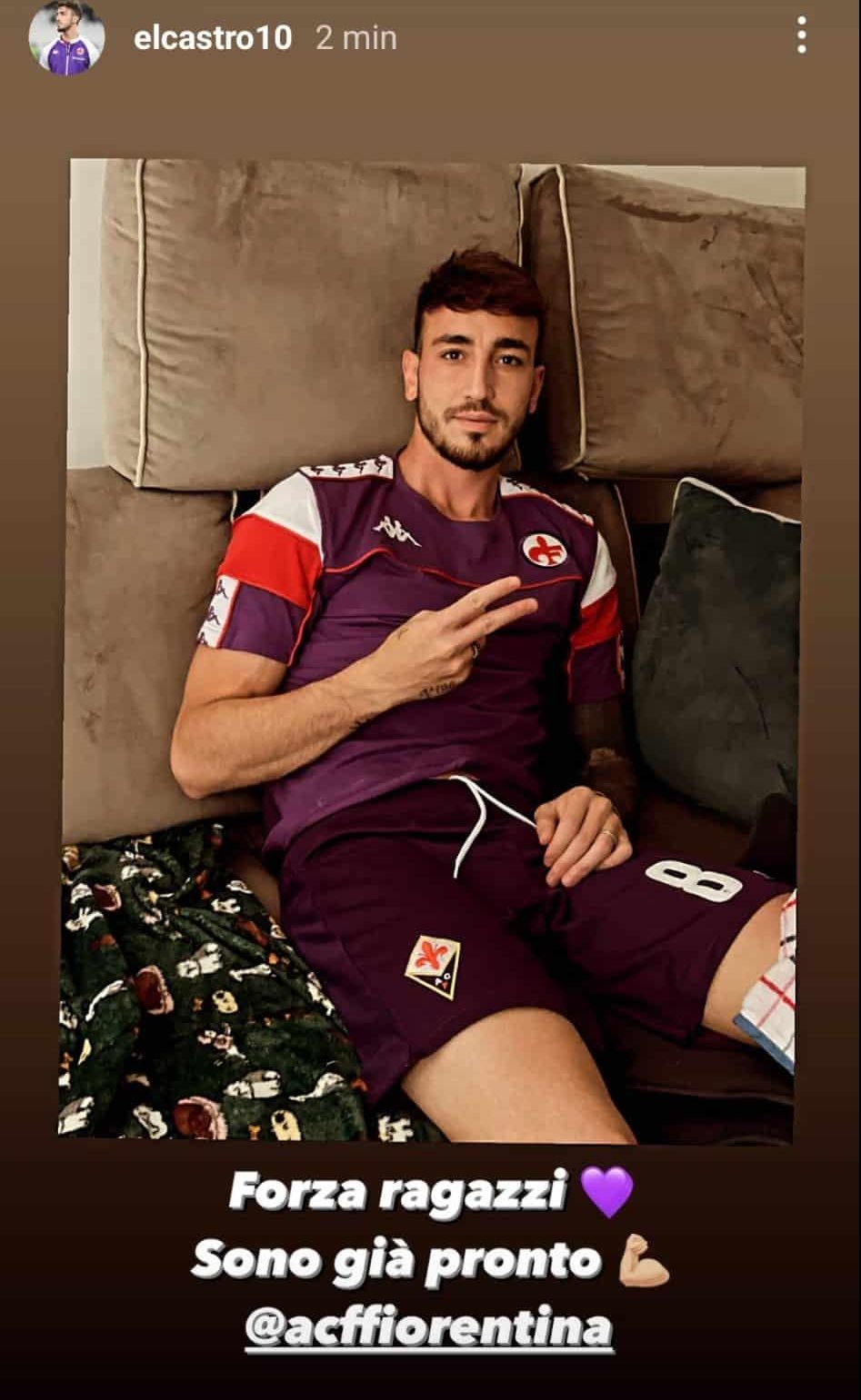Castrovilli si fotografa con la maglia della Fiorentina e scrive: "Forza ragazzi, sono già pronto"