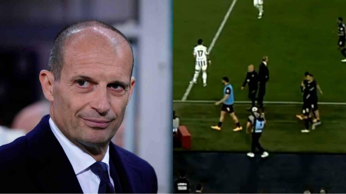 Figuraccia di Allegri, emerge il video della pedata denunciata dal tecnico, che però non c'è stata - 
