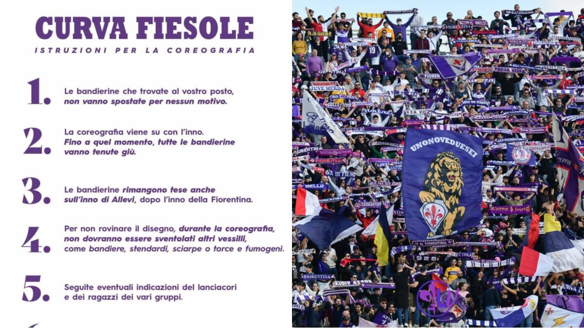 Contro la Roma la Curva Fiesole farà la coreografia, disegno con le bandierine come contro la Juventus - 