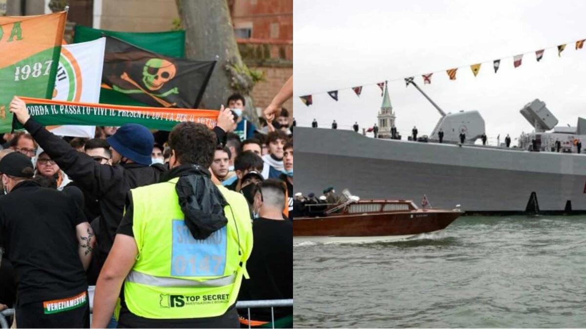 Rissa tra tifosi di Venezia e Bologna a suon di cinghiate, uno di loro finisce in acqua, lo salva una barca - 