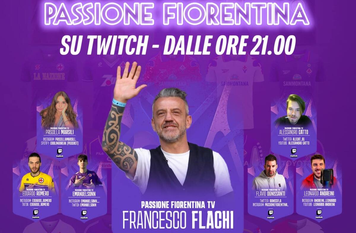 Stasera Flachi ospite su Passione Fiorentina su Twitch dalle 21. In palio due biglietti per la Roma - 