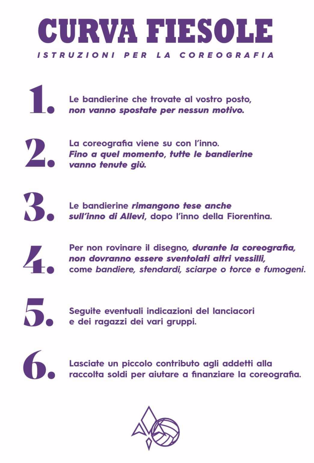 Contro la Roma la Curva Fiesole farà la coreografia, disegno con le bandierine come contro la Juventus