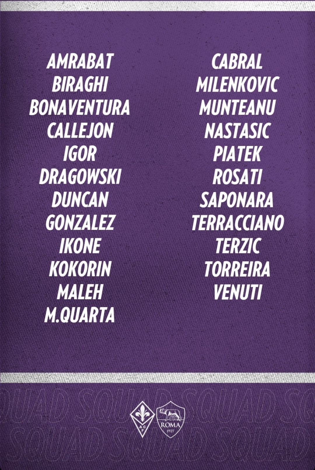 Odriozola e Sottil fuori dai convocati della Fiorentina per la partita contro la Roma. La lista completa