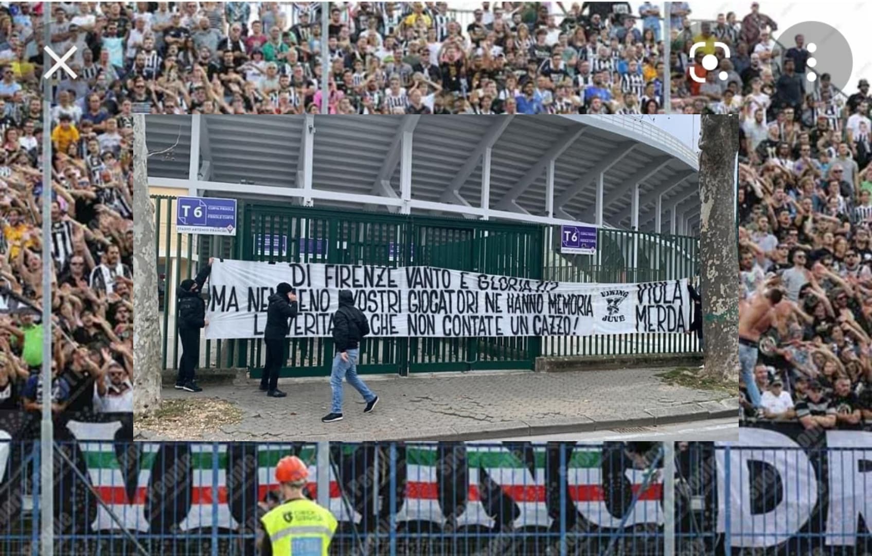 Daspo per i due tifosi della Juventus che sono partiti in macchina verso Firenze per mettere striscione