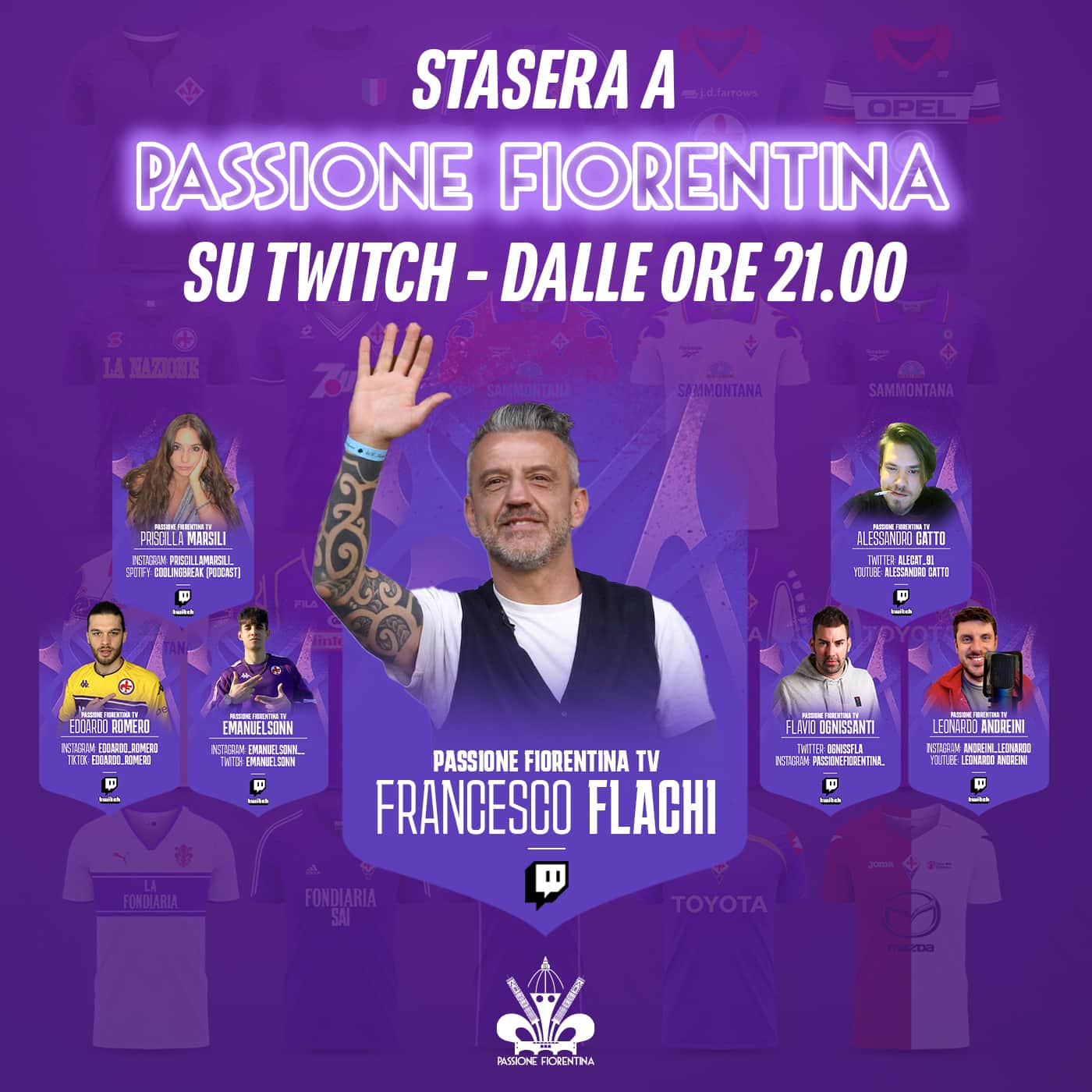 Stasera Flachi ospite su Passione Fiorentina su Twitch dalle 21. In palio due biglietti per la Roma