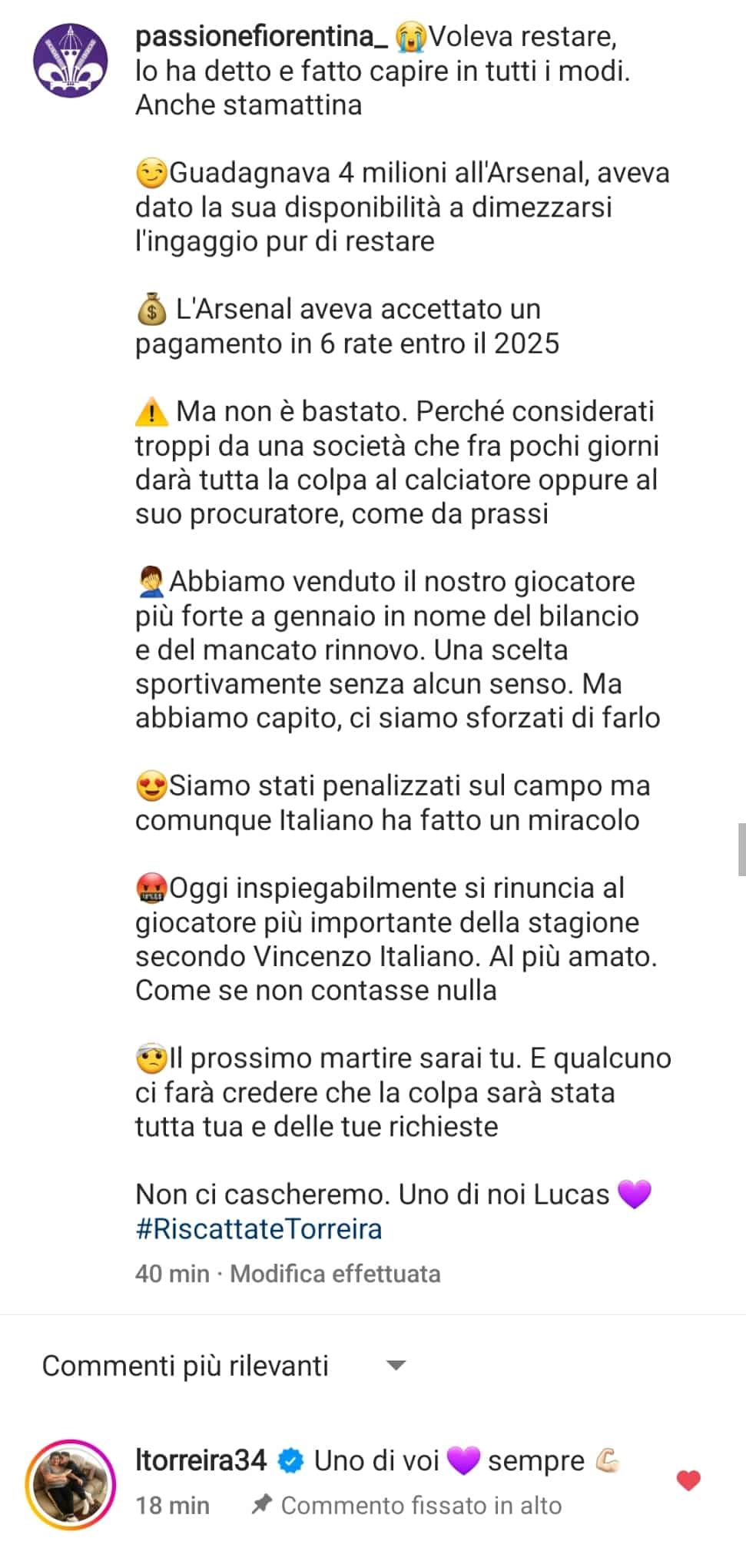 Torreira scrive a Passione Fiorentina: "Sarò uno di voi, per sempre". Il suo addio è ormai certo