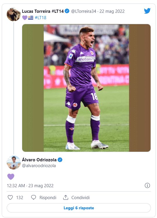 Odriozola e Torreira si scambiano cuori viola sui social. I due tristi perchè lasciano la Fiorentina