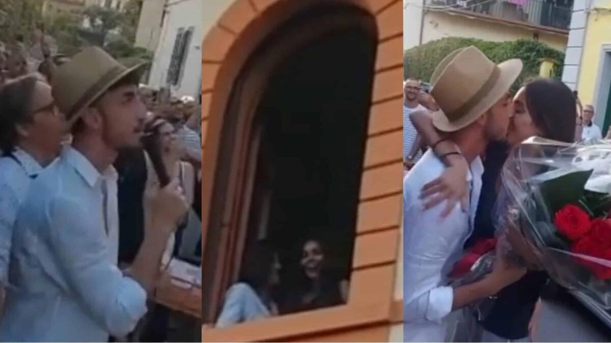 Castrovilli versione cantante sotto casa di Rachele Risaliti il giorno prima del matrimonio - 