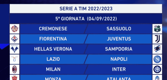 La prima partita sarà Fiorentina-Cremonese. Alla seconda si va Empoli, alla terza il Napoli al Franchi