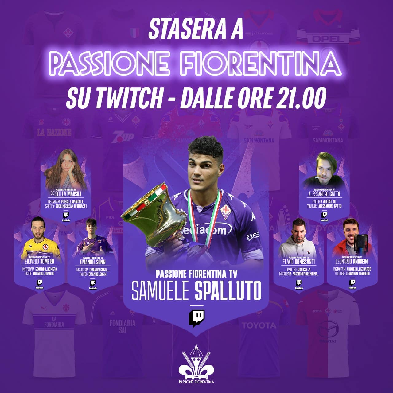 Stasera a Passione Fiorentina parlerà Spalluto, che sarà a Moena. Verrà svelata anche la quarta maglia