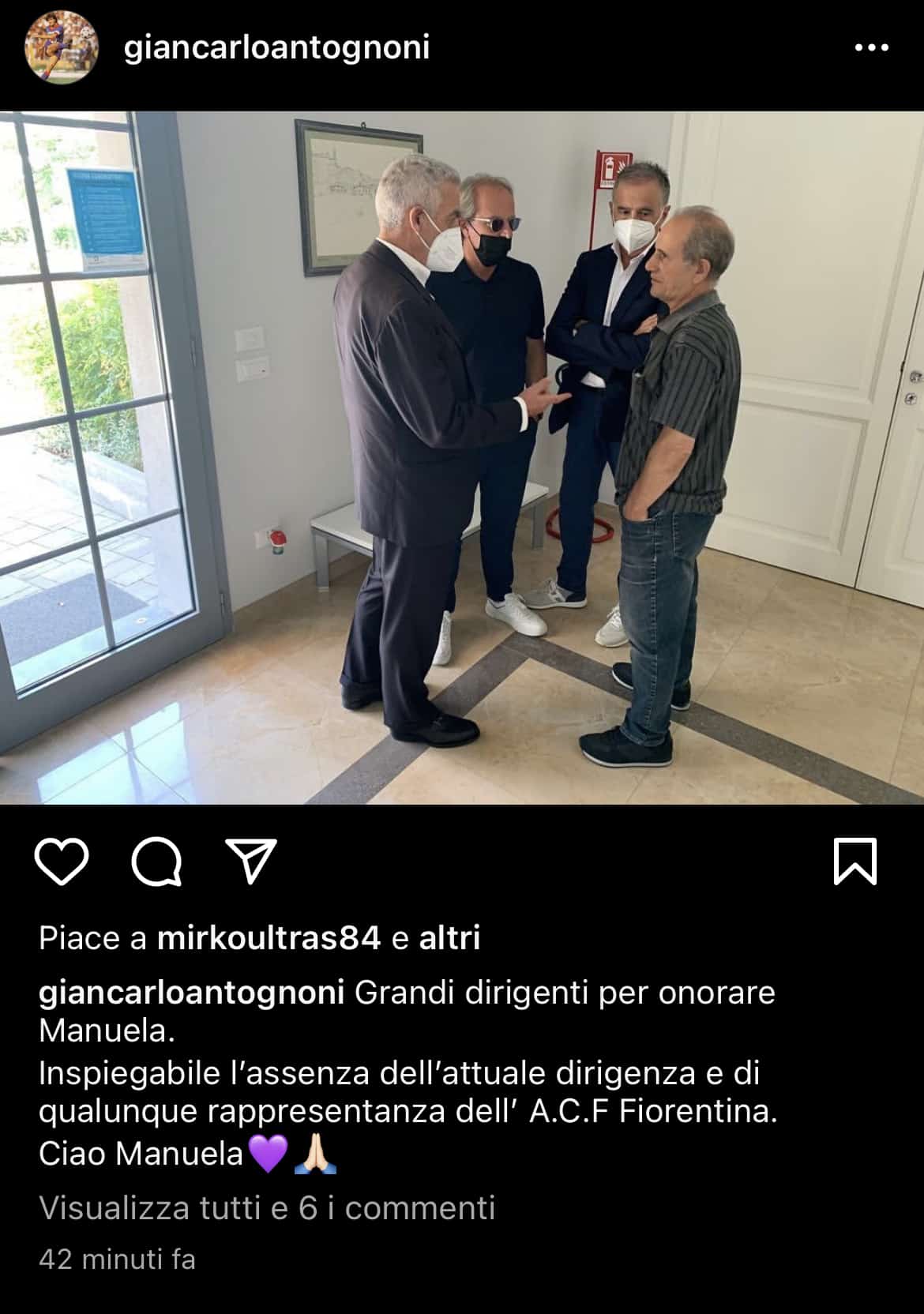 Antognoni attacca la Fiorentina: "Inspiegabile la loro assenza alla commemorazione di Manuela"