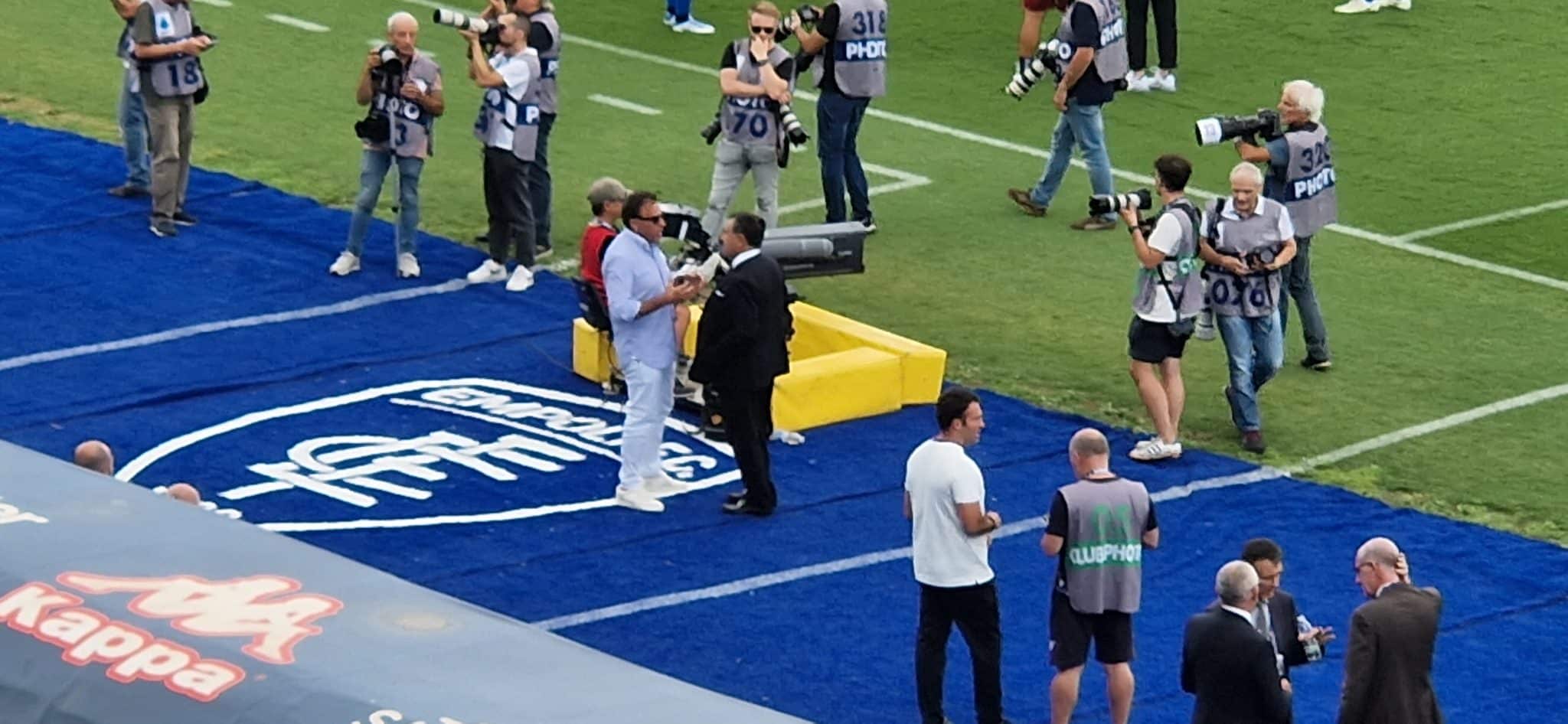 Prima di Empoli-Fiorentina lungo colloquio tra Corsi e Barone a bordo campo. Discorsi di mercato?