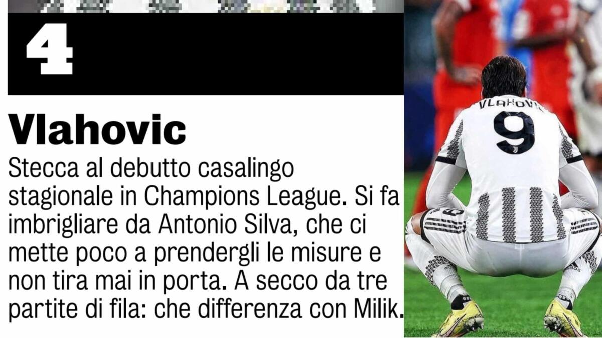 La Juventus affonda e Vlahovic è un disastro: "Sarebbe stato meglio toglierlo dal campo, disperso" - 