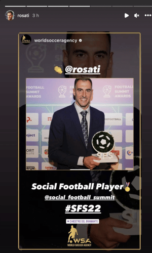 Rosati ha conquistato Instagram, ora arriva anche il premio: è il calciatore più social d'Italia