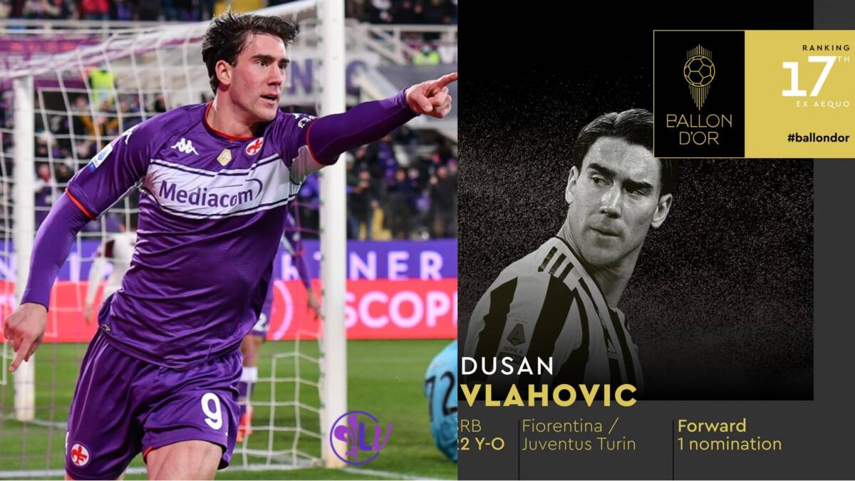 Le partite e i gol con la Fiorentina fanno volare Vlahovic, è 17esimo al pallone d'oro. CR7 dietro di lui - 