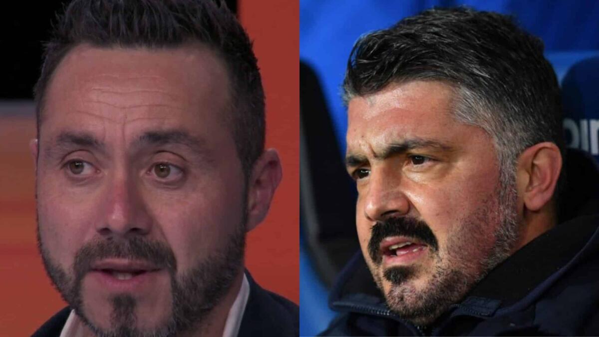 De Zerbi smaschera Gattuso: "Andato a terra per essere stato colpito da bottiglietta vuota di plastica" - 