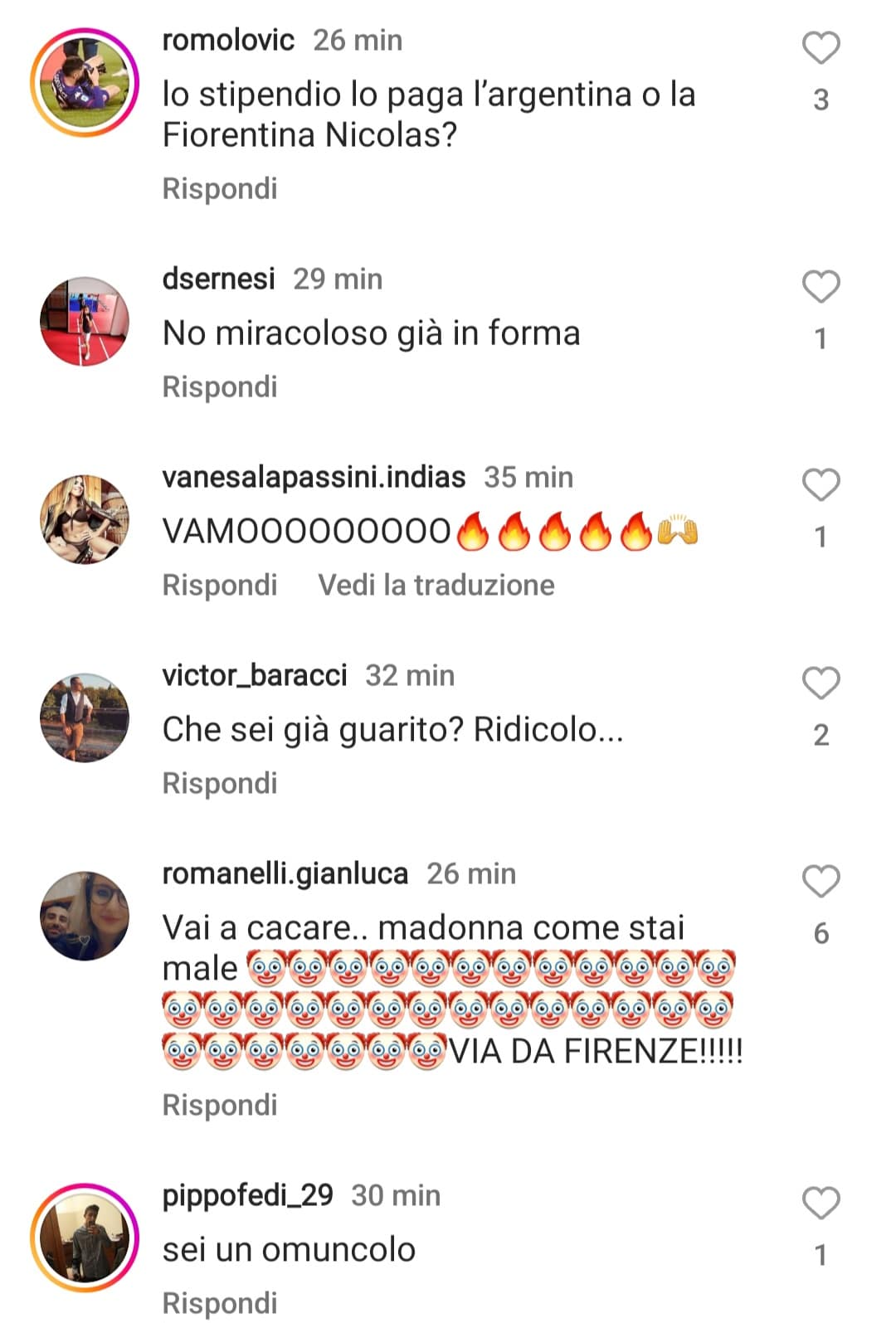 I tifosi della Fiorentina massacrano Nico Gonzalez sotto la sua foto con l'Argentina, offese e insulti