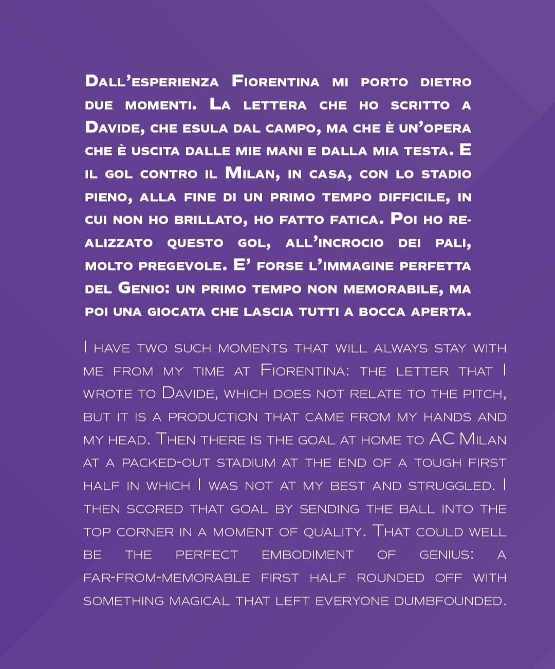 Saponara spiega il genio: "La Fiorentina per me è la lettera scritta ad Astori e il gol contro il Milan"