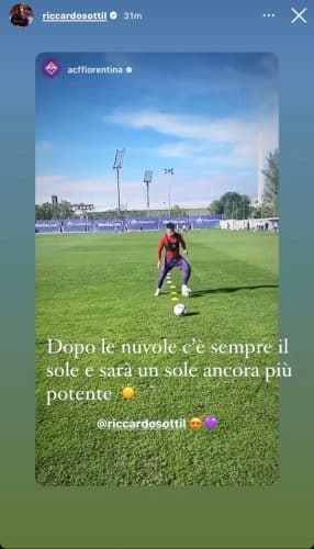 Sottil è out dal 18 Settembre ma rassicura i tifosi: "Dopo le nuvole c'è sempre il sole"