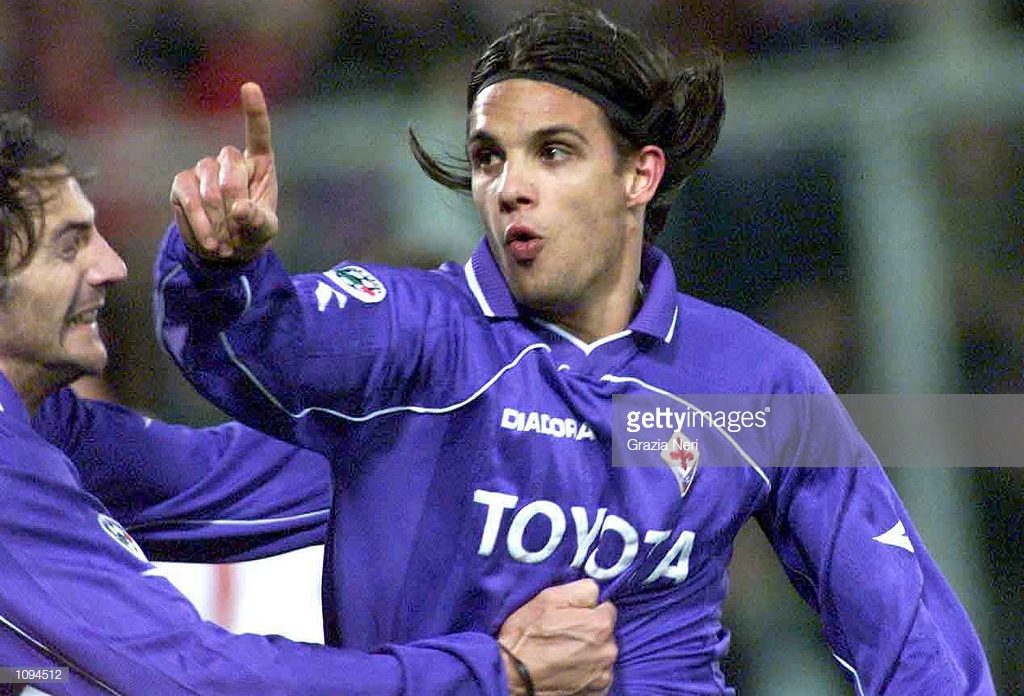 13 Jan 2001: Miguel Nuno Gomes of Fiorentina celebrates his goal during the Fiorentina v AC Milan Serie A match played at the Artemio Franchi Stadium, Florence. Mandatory Credit: Grazia Neri/ALLSPORT