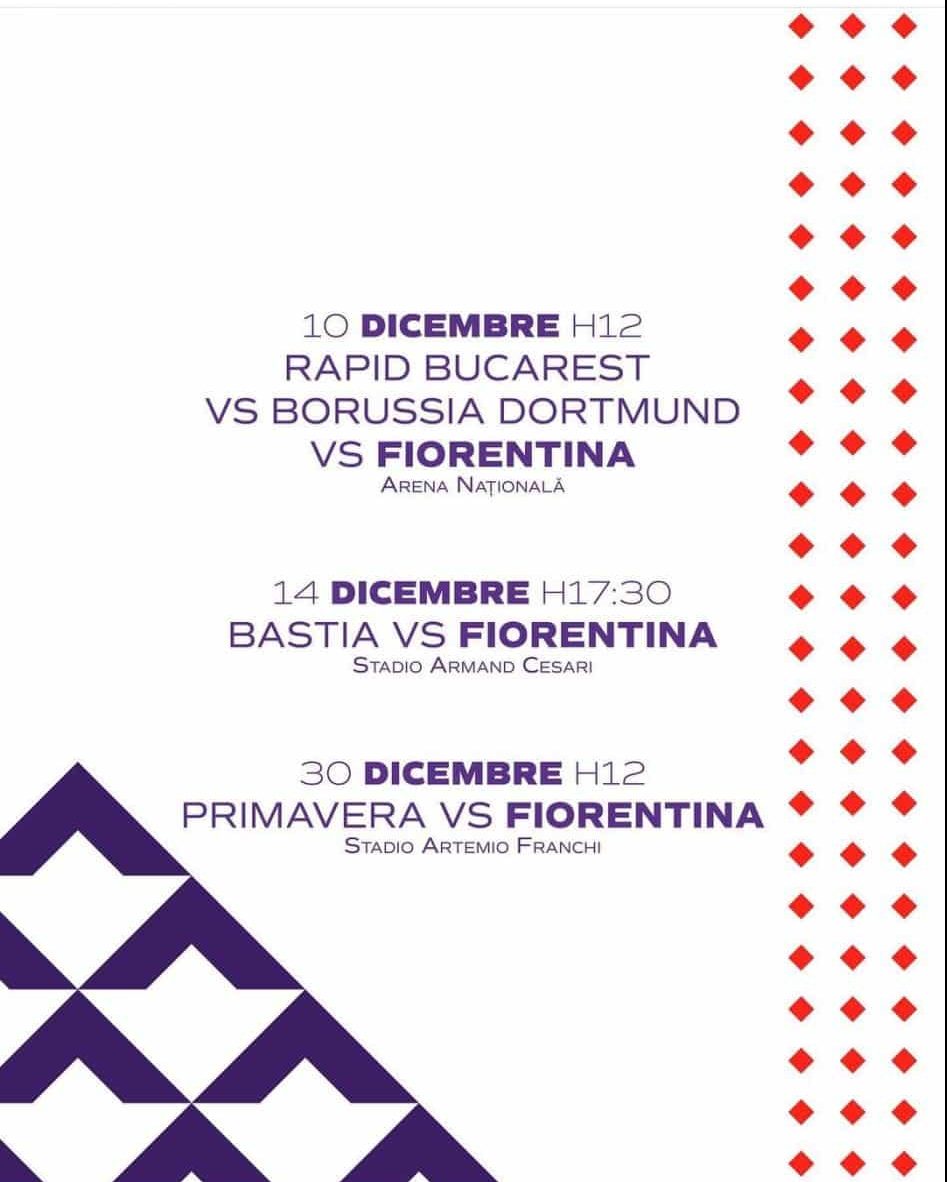 Le amichevoli della Fiorentina durante la sosta, la squadra volerà in Francia e in Romania