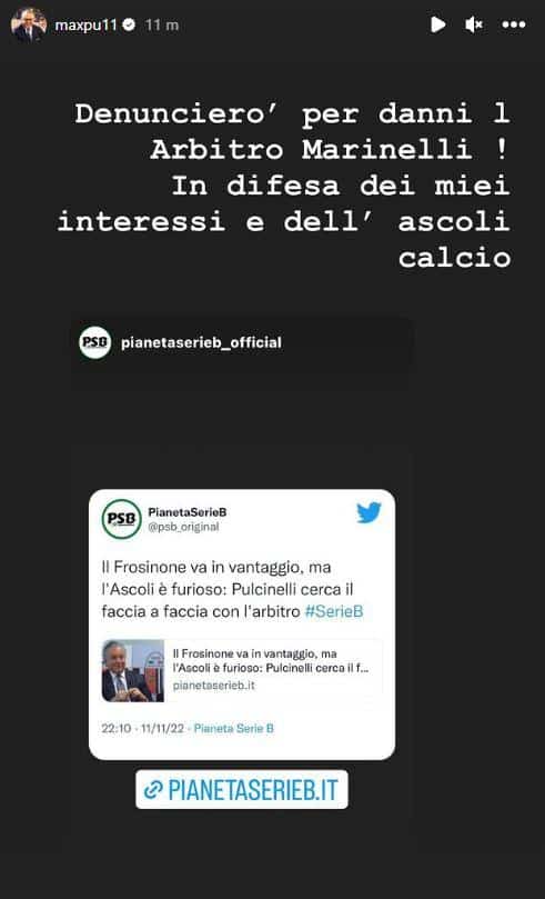 Dopo i torti di Samp-Fiorentina Marinelli continua a fare danni. Presidente Ascoli: "Voglio denunciarlo"