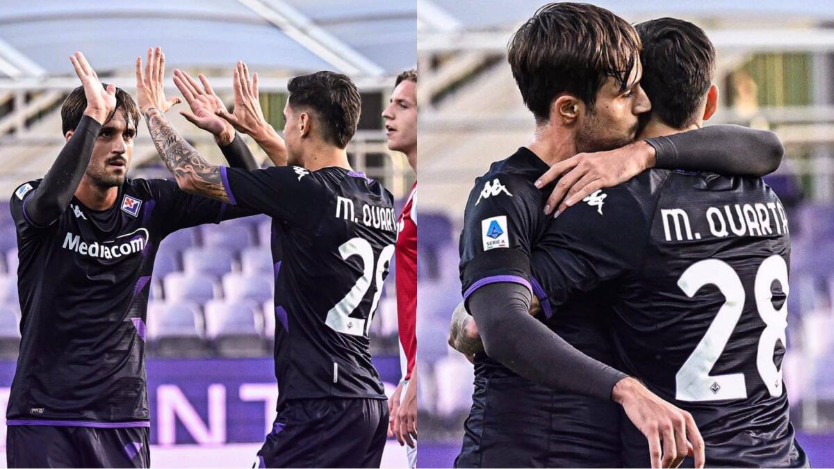 Ranieri in gol, grande parata di Terracciano dopo errore di Quarta. Fiorentina avanti nel primo tempo - 
